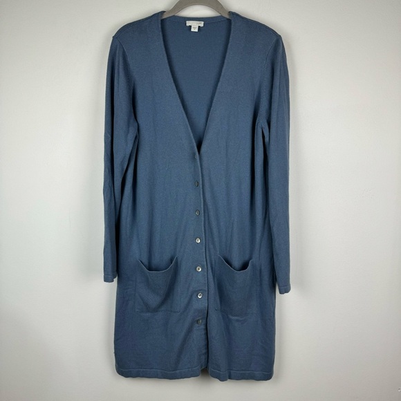 J.Jill Longline V front Button Cardigan,Cornflower Blue, Size Medium - Picture 1 of 11